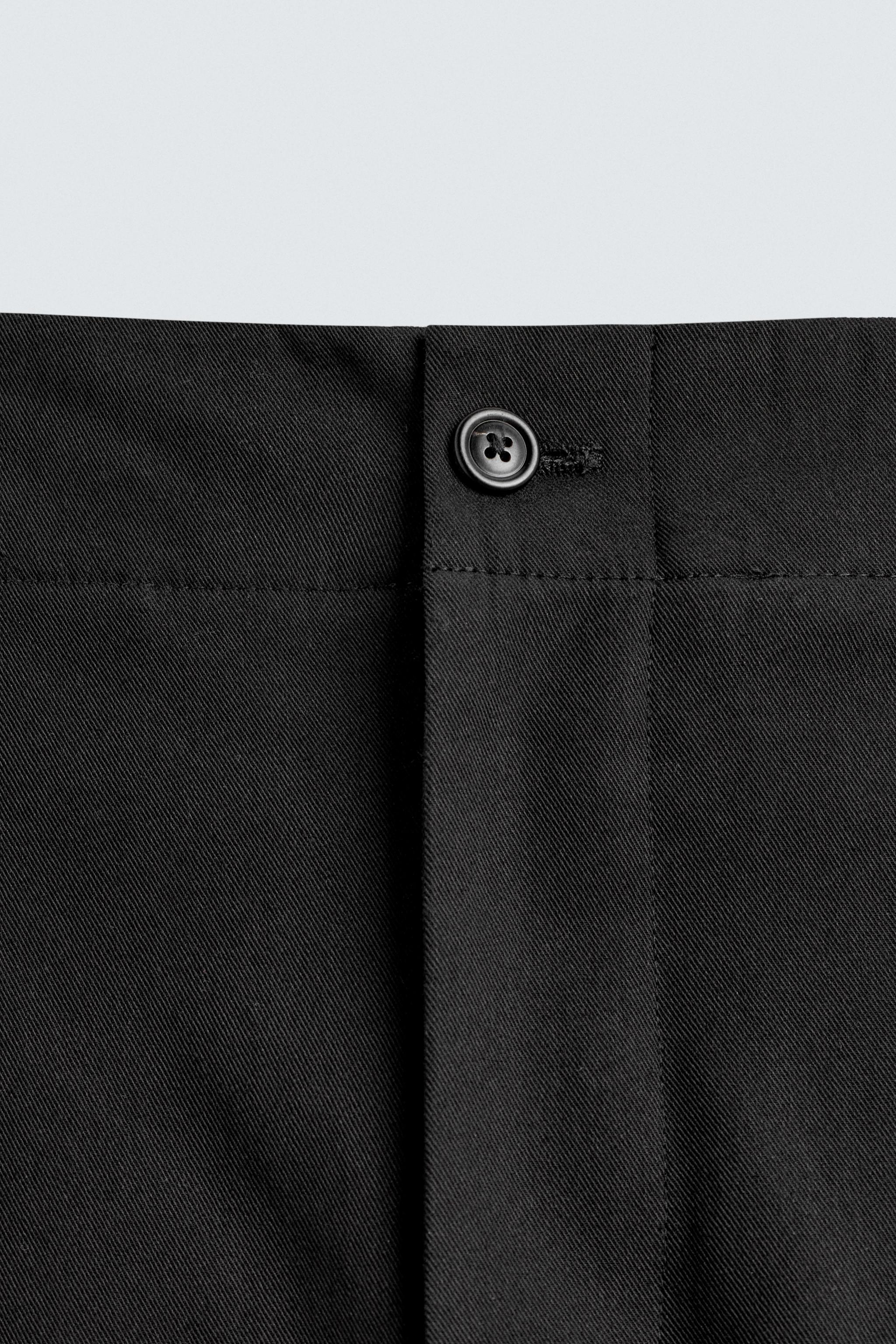 COTTON - VISCOSE PLEATED PANTS